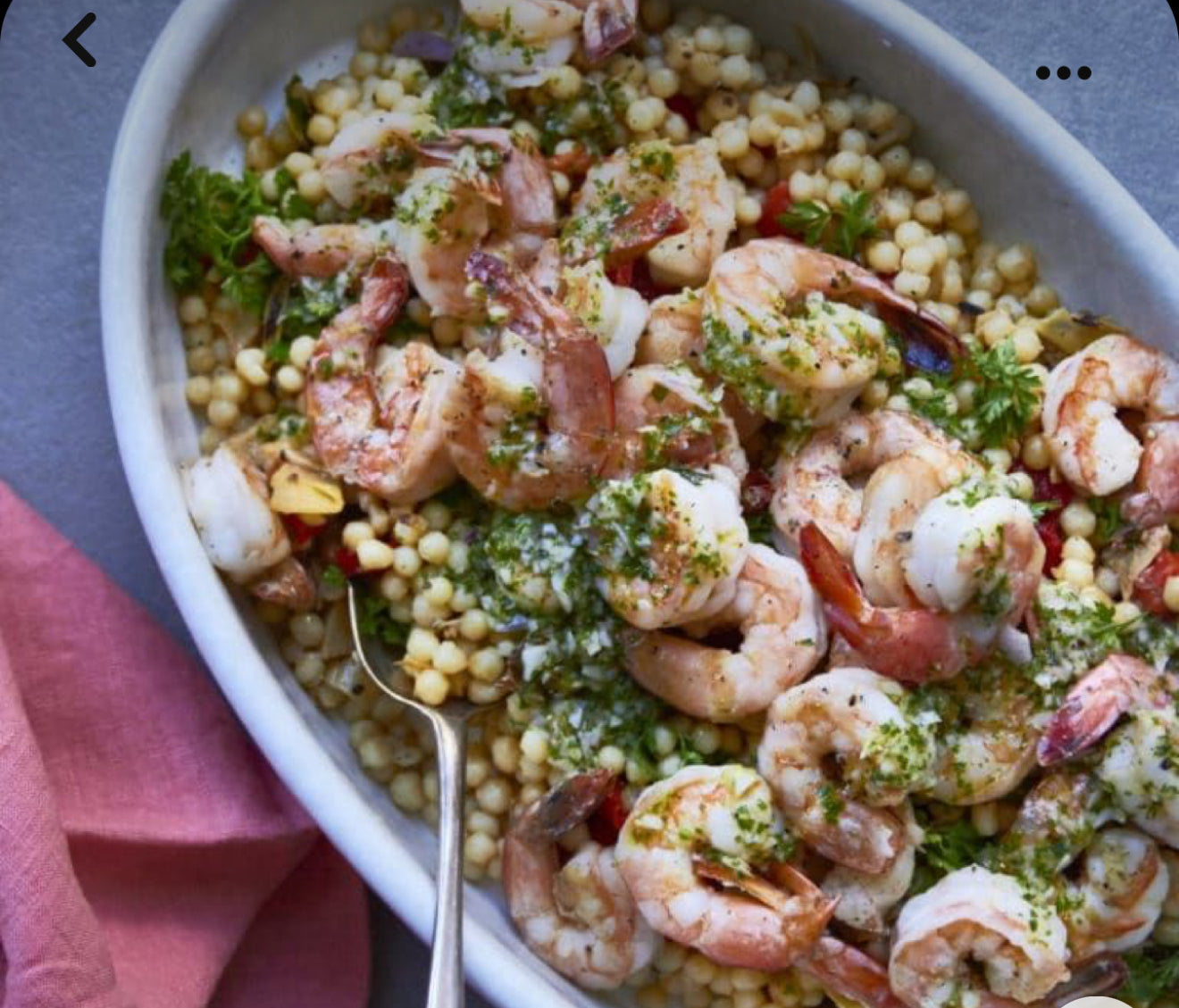 Couscous Salad with Shrimp and Pesto Dressing