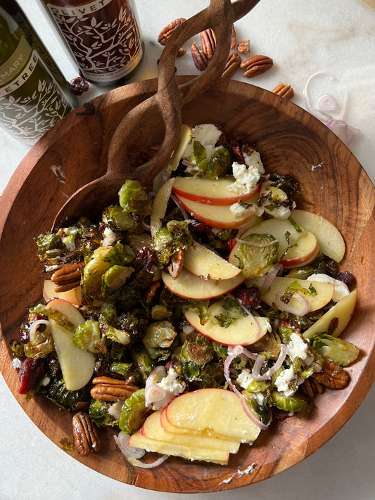 October Salad Recipe - Apples, Walnuts, Brussels Sprouts, Fall Flavored Dressing