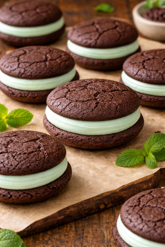 Mint Chocolate Whoopie Pies For Two